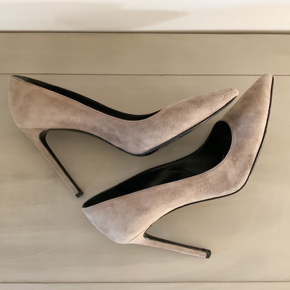Saint Laurent Gray Suede Pointed Toe Pumps 39.5 - Picture 7 of 10
